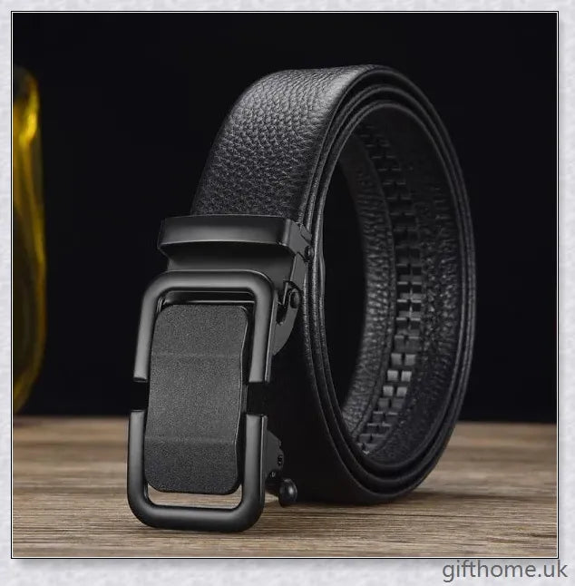 Premium business belt with automatic buckle, made with high-quality British leather and metal components