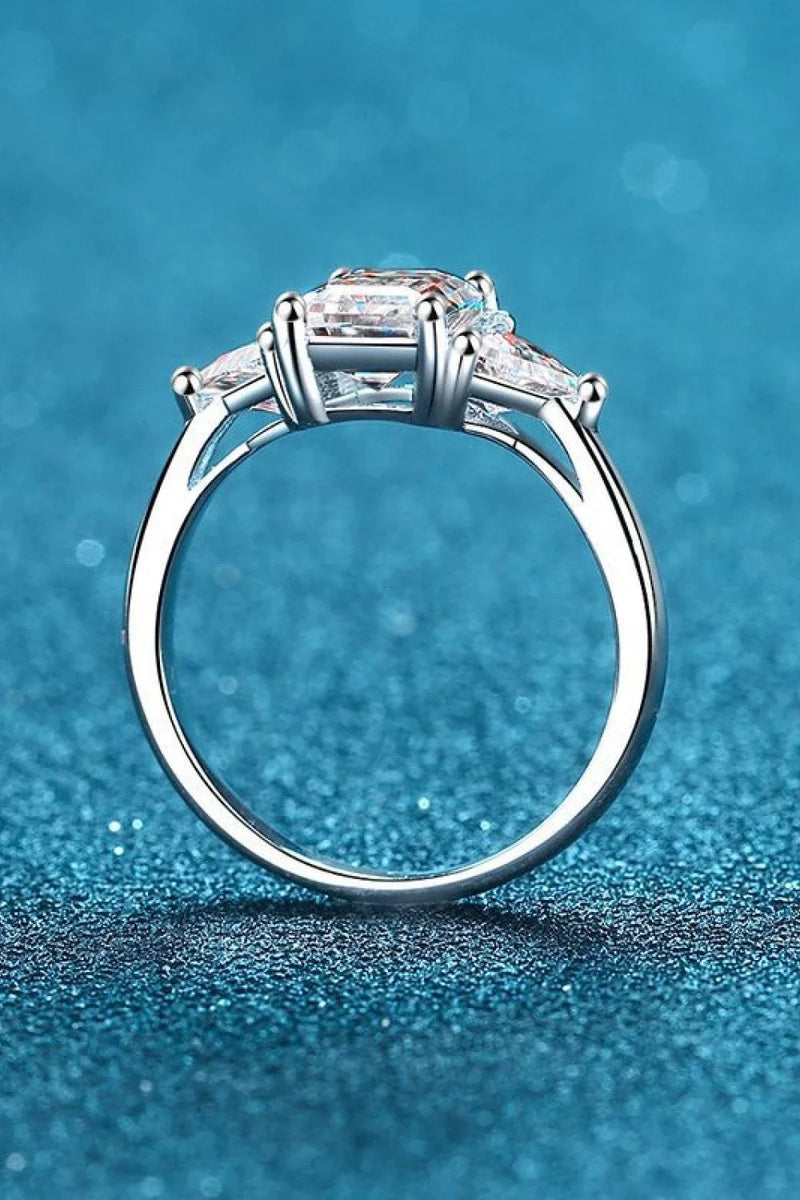 GiftHome_UK 3 Carat Moissanite 925 Sterling Silver Rhodium-Plated Ring