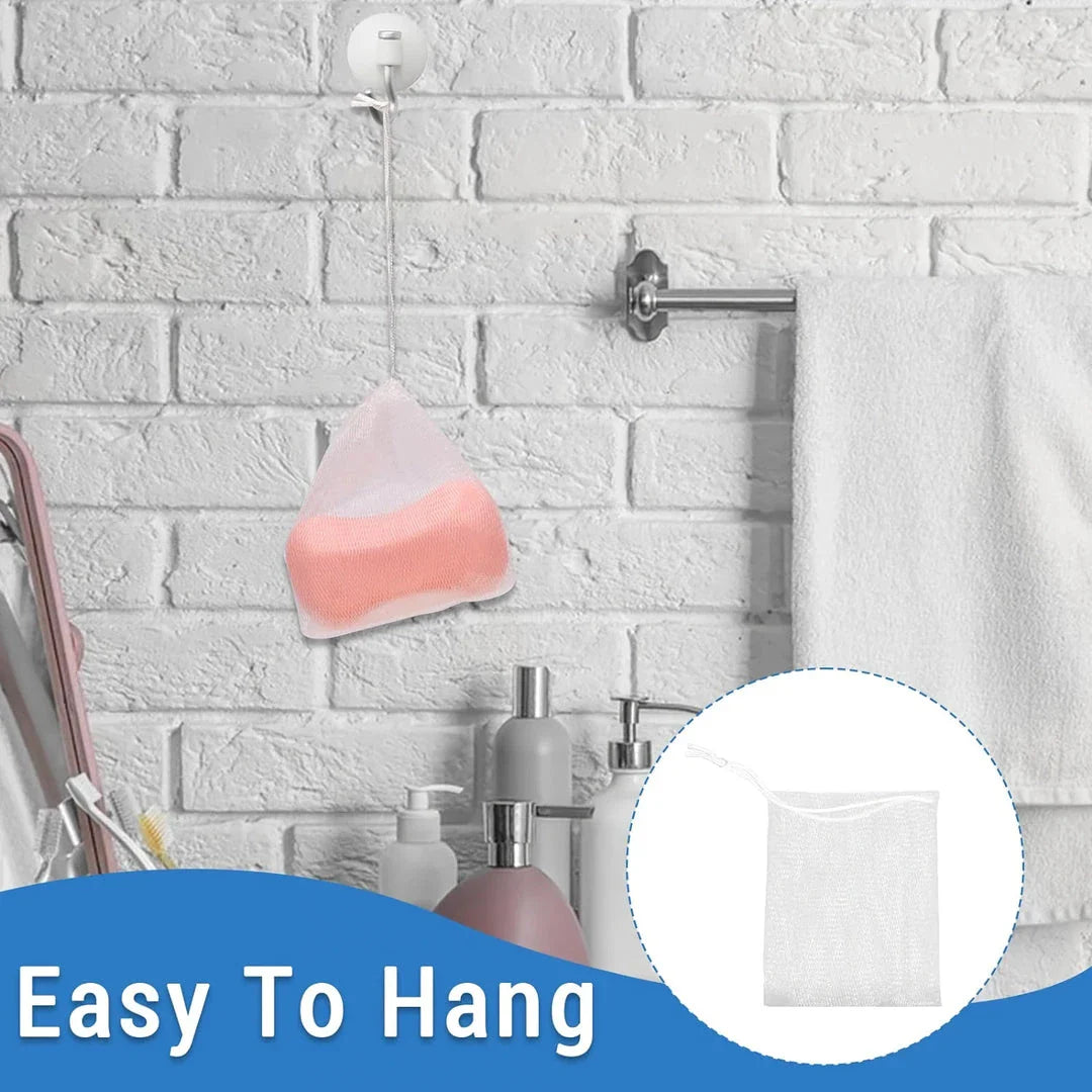 Hangable Foaming Mesh Soap Pouch that creates a luxurious lather and gently exfoliates skin