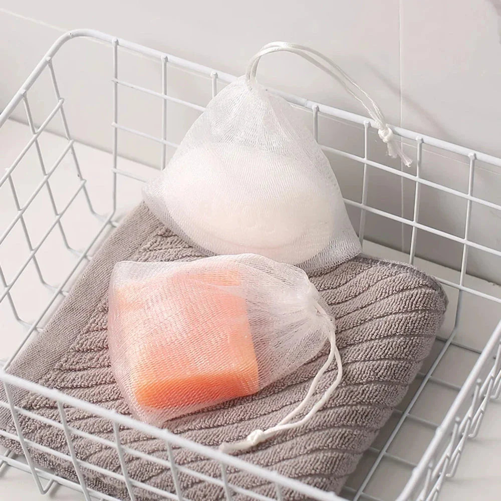 Hangable Foaming Mesh Soap Pouch that creates a luxurious lather and gently exfoliates skin