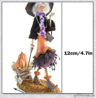 Enchanting Halloween witch figurine with unique designs and meticulous hand-painted details