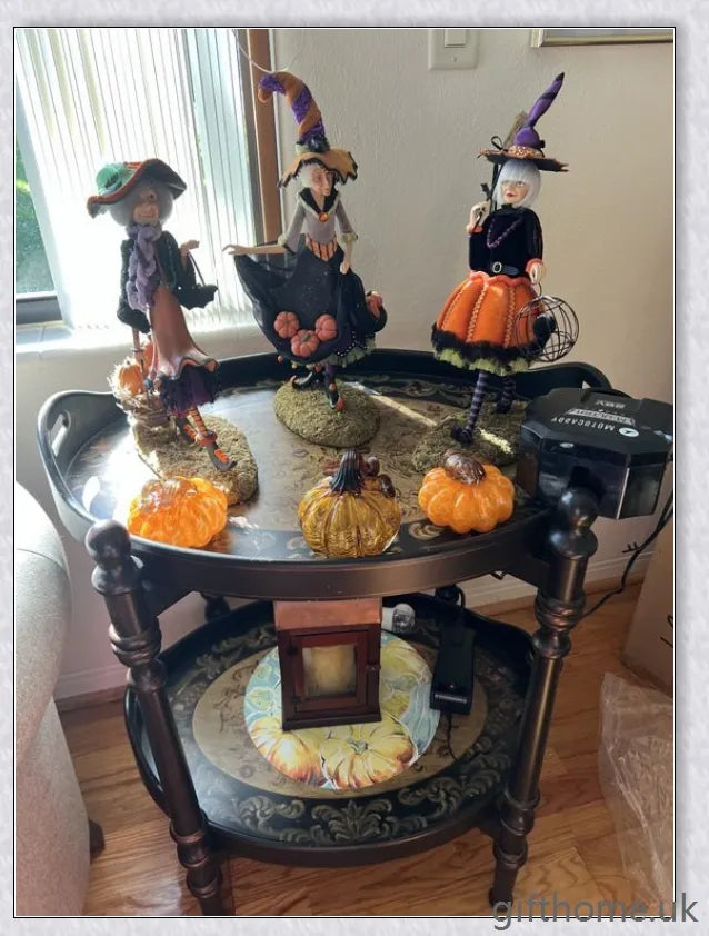 Enchanting Halloween witch figurine with unique designs and meticulous hand-painted details
