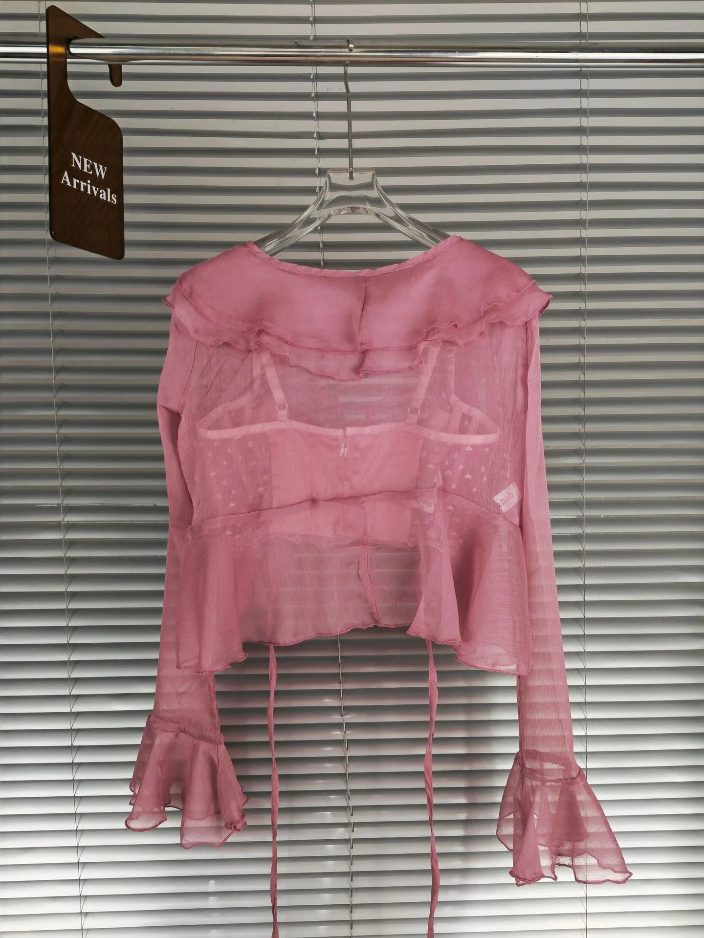 Lace Suspender Chiffon Cardigan Two-Piece Set in Black, White, and Pink colours