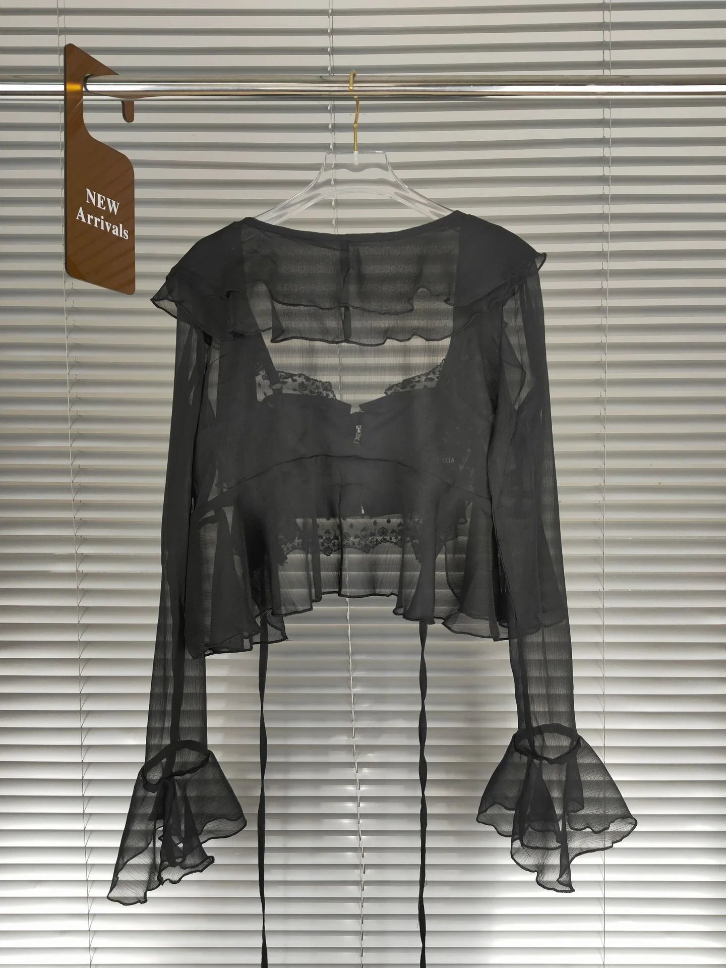 Lace Suspender Chiffon Cardigan Two-Piece Set in Black, White, and Pink colours