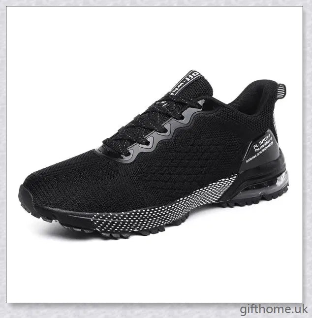 Breathable air cushion running jogging shoes with mesh upper and rubber outsole, available in a variety of colours.