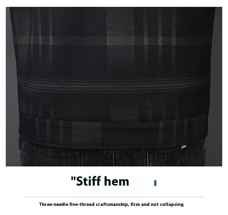 A stylish men's turn-down collar coat in a classic plaid design, perfect for autumn and winter wear.