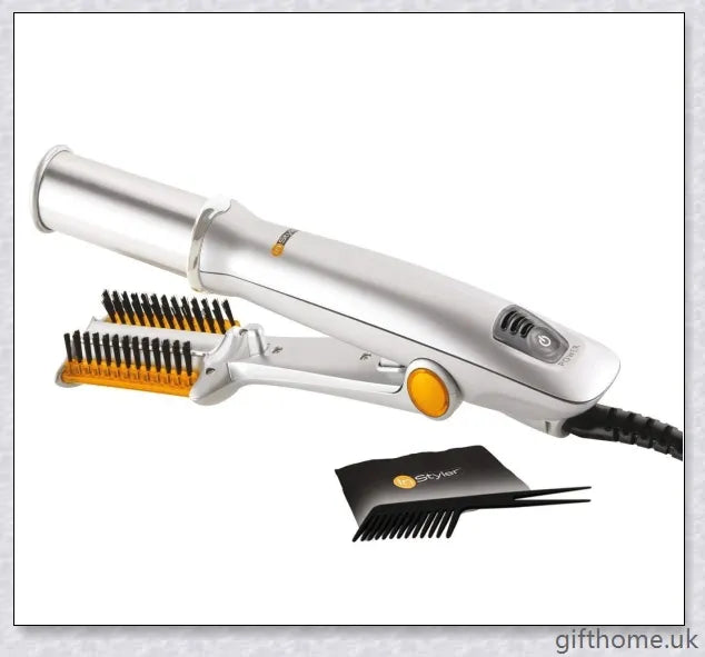 Instyler Max Rotating Hair Iron with heated rotating barrel, precision-aligned bristles, and ceramic floating plate for salon-quality hairstyles at home