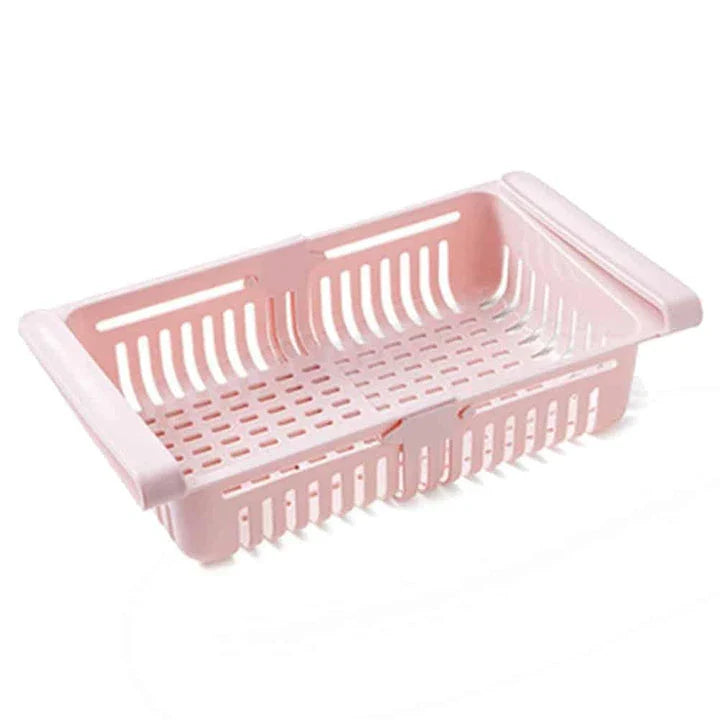 Premium Fridge Organizer Basket in White - Adjustable, Durable Plastic Storage Solution for Refrigerators