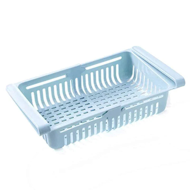 Premium Fridge Organizer Basket in White - Adjustable, Durable Plastic Storage Solution for Refrigerators