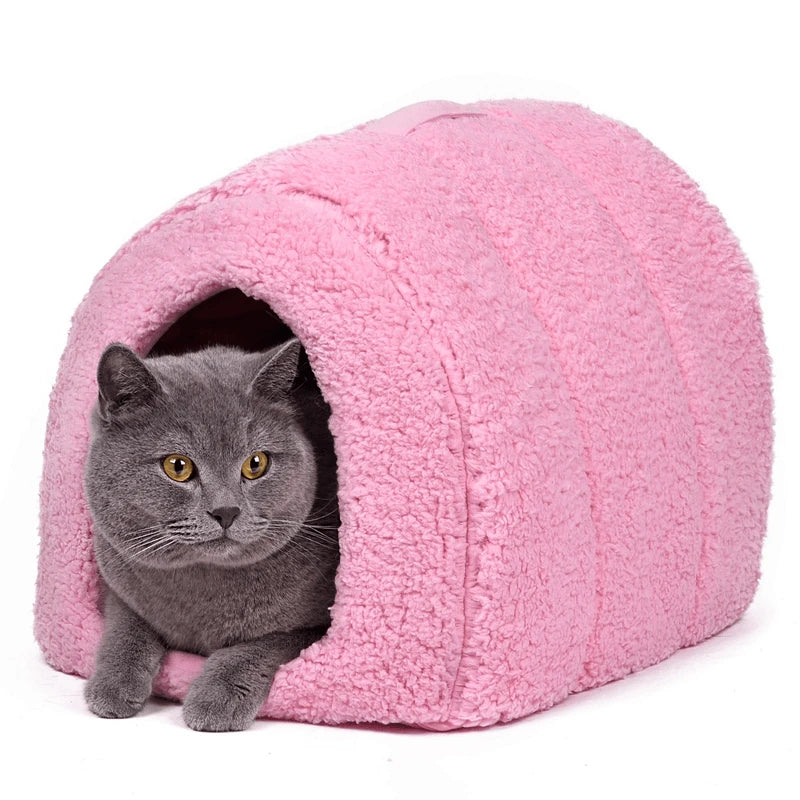 Comfortable arch-shaped breathable cotton cat house in pink colour