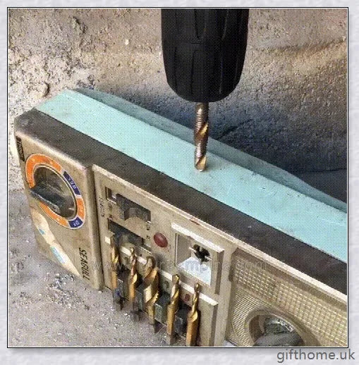 A compact drill bit sharpener designed to quickly restore the edge on worn-out drill bits, suitable for a wide range of bit sizes and materials.