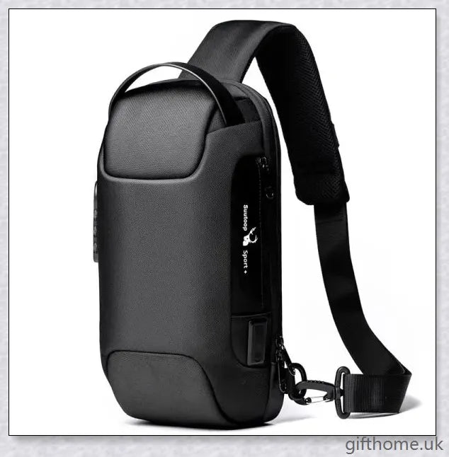Anti-theft crossbody bag made of abrasion-resistant and scratch-resistant fabric, with USB charging and custom lock system