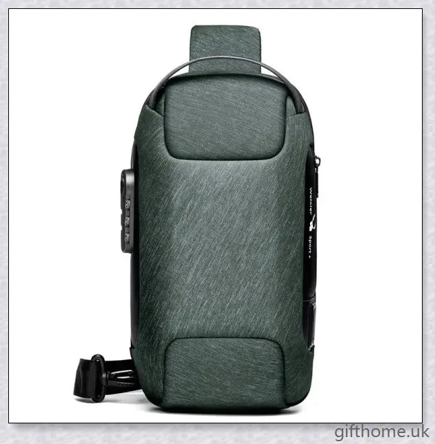Anti-theft crossbody bag made of abrasion-resistant and scratch-resistant fabric, with USB charging and custom lock system