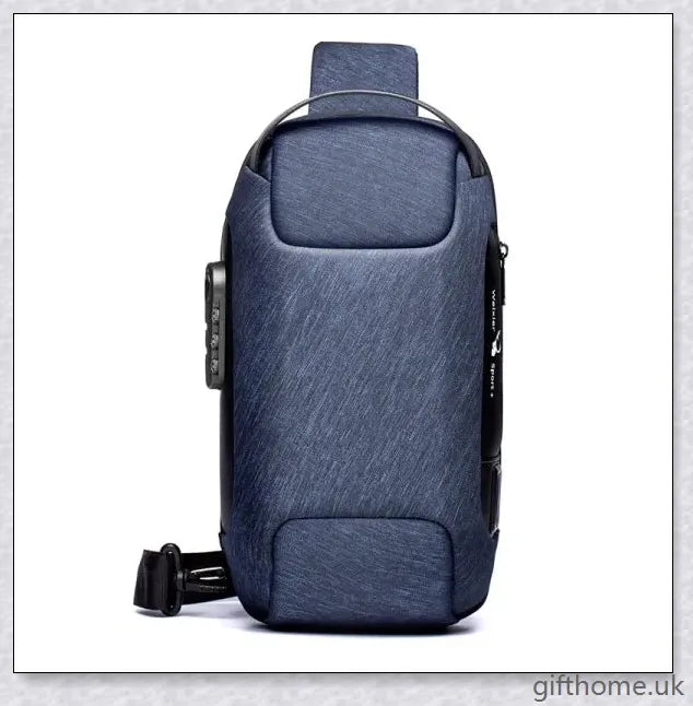 Anti-theft crossbody bag made of abrasion-resistant and scratch-resistant fabric, with USB charging and custom lock system