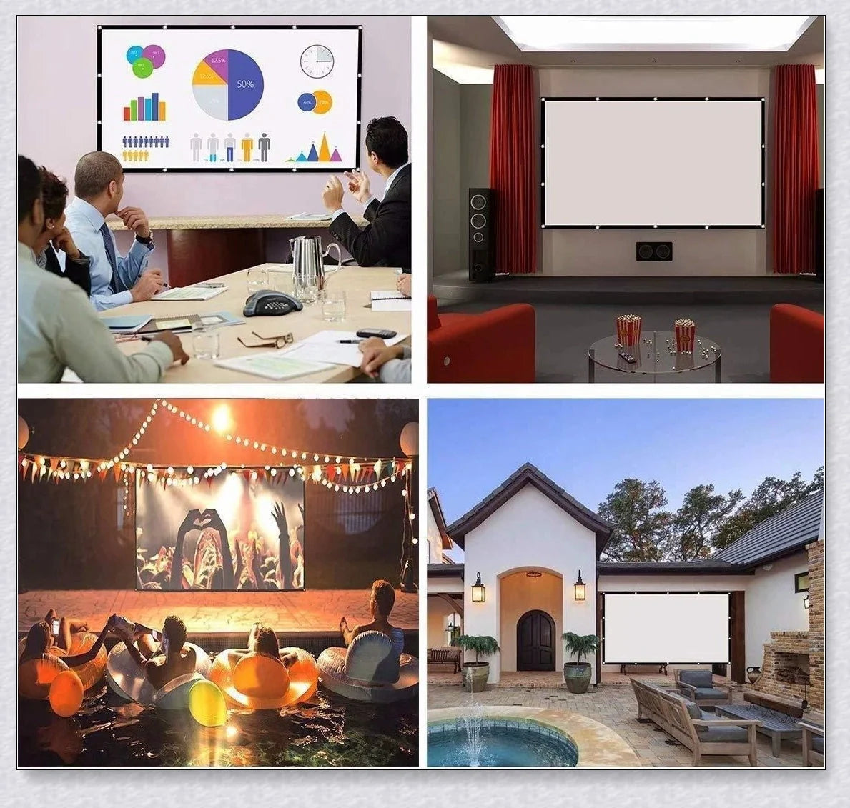 Portable Outdoor Movie Projector Screen - 150 inch, lightweight and versatile for home cinema, presentations, and more