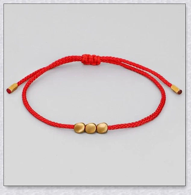 Handmade Tibetan copper bead bracelet with adjustable length and elegant design