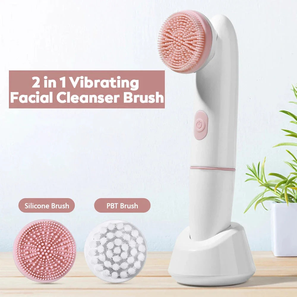 2-in-1 Electric Facial Cleansing Brush and Pore Cleanser for deep, gentle cleansing and skin rejuvenation