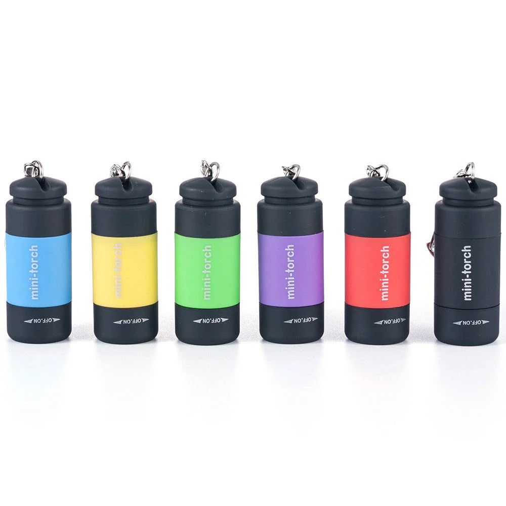 Compact USB rechargeable LED flashlight in various colors for everyday carry and outdoor use