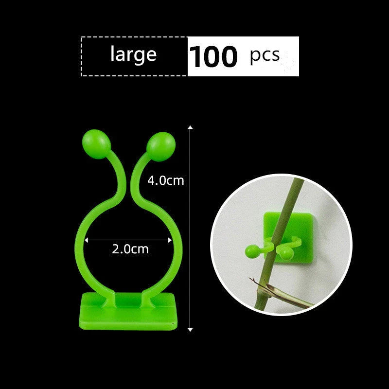 Versatile leaf-shaped plant clips in green, designed to provide discreet and effective support for climbing vines and potted plants