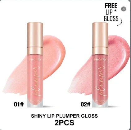 PHOFAY Shiny Lip Plumper Gloss - Volumising Lip Enhancer with Glossy, Radiant Finish
