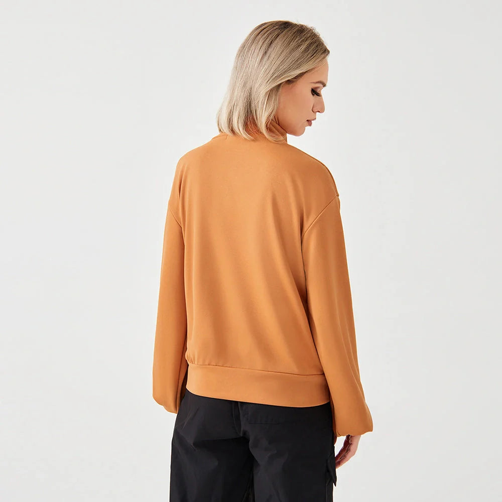 Soft, cosy women's sweatshirt in black, grey, and coffee colours with a relaxed, flattering fit