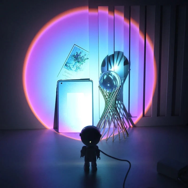 Rechargeable Astronaut Robot Rainbow Projection Sun Lamp with adjustable colours