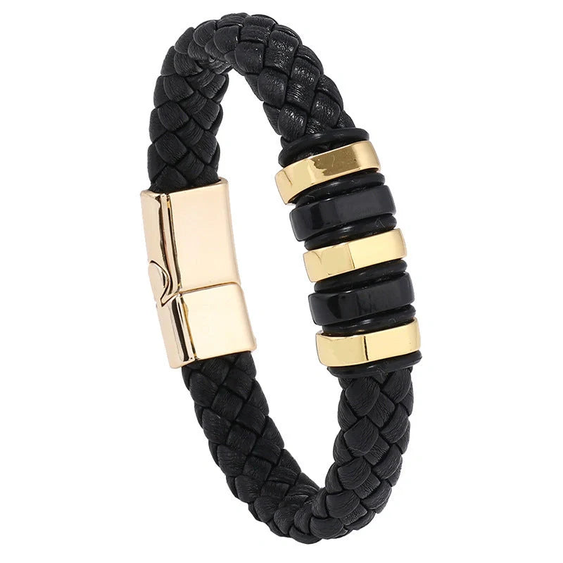 Handcrafted multi-layer leather woven bracelet in various colours