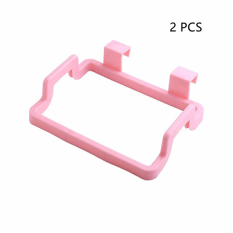Versatile kitchen storage caddy that hangs discreetly behind cabinet doors, available in a variety of vibrant colours