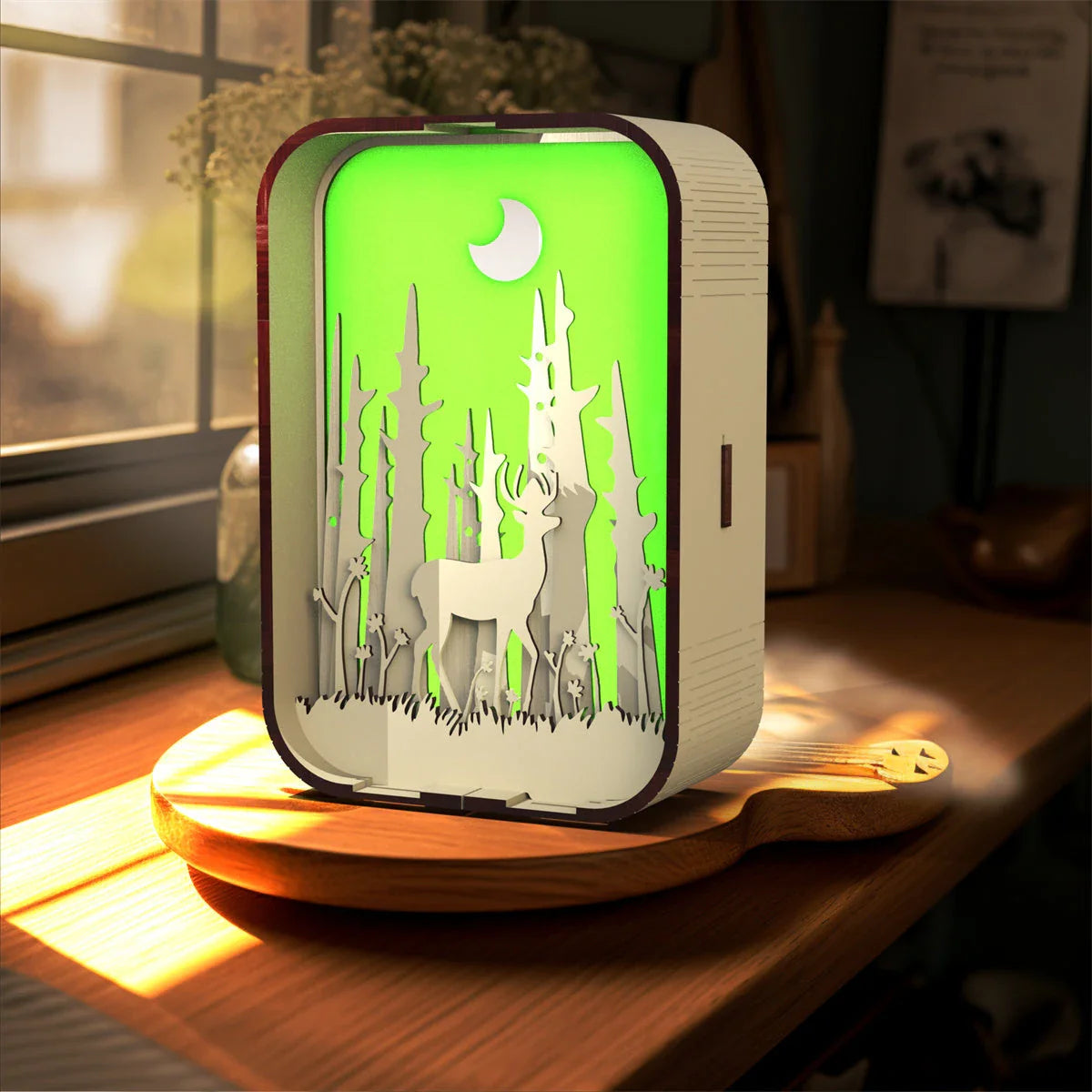 Minimalist wooden LED night light with touch-sensitive controls for adjustable brightness and cozy ambiance
