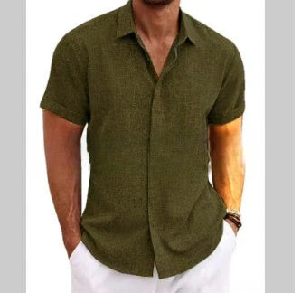 Men's stylish loose linen short-sleeved t-shirt in various colours