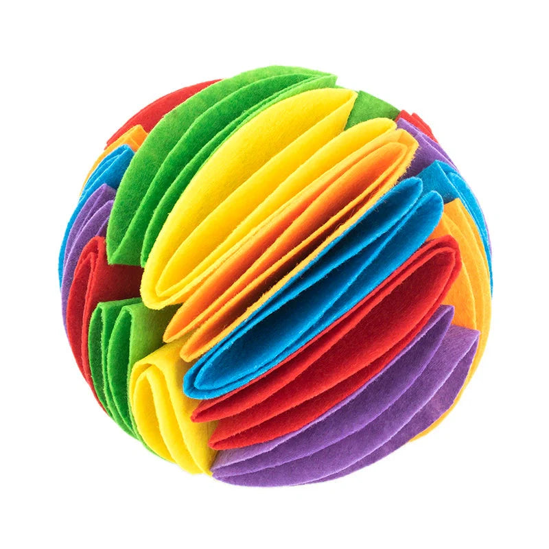 Foldable Dog Snuffle Ball in various colours for pet training and feeding