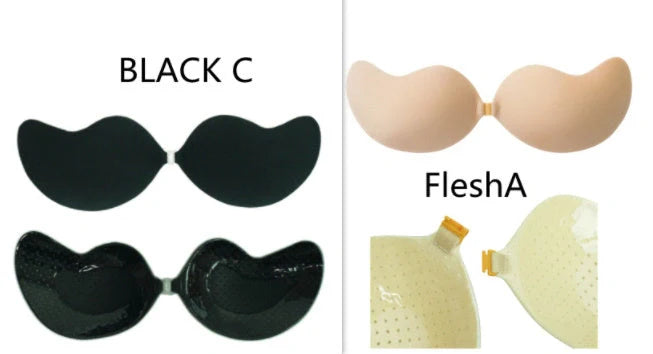 Lala Goddess Mango Cup deep V invisible bra in black and flesh colors