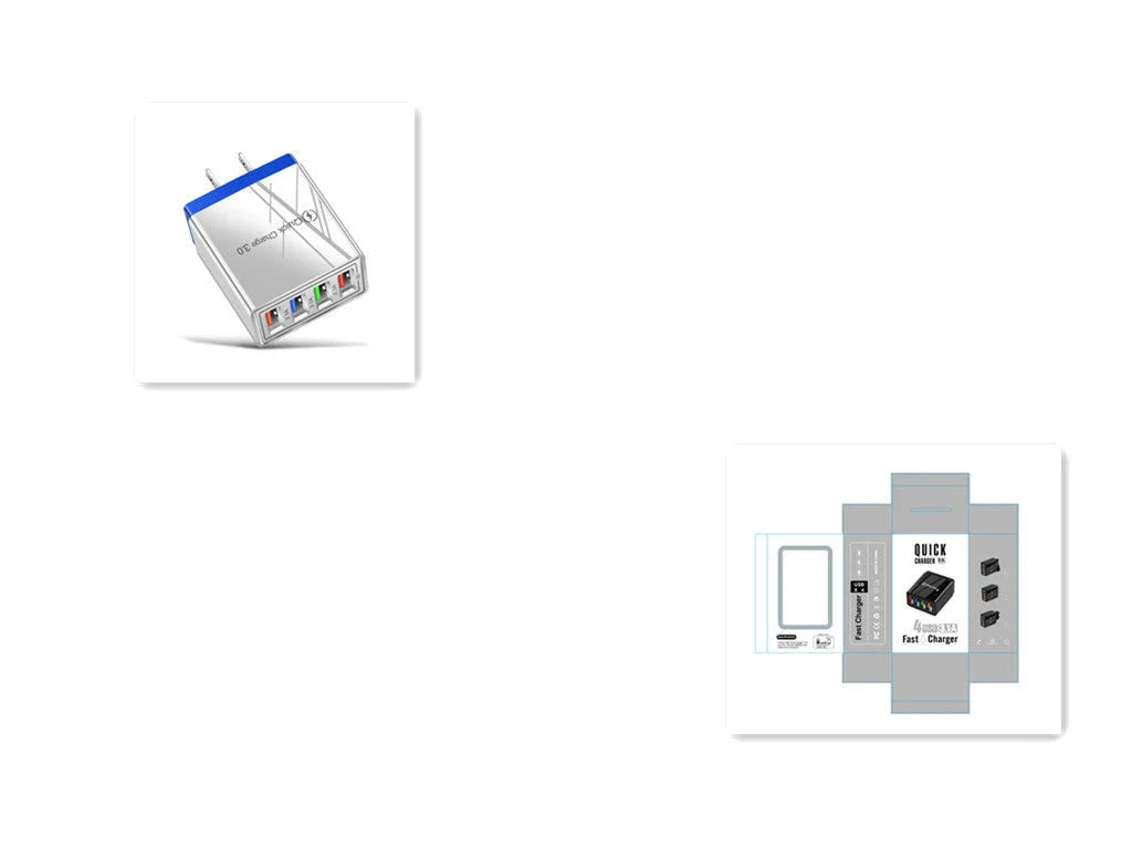 4-Port High-Speed USB Wall Charger with Quick Charge 3.0 Technology for Simultaneous Charging of Multiple Devices