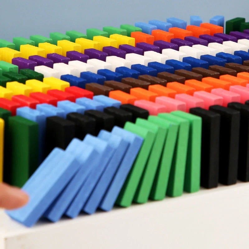 Brightly coloured wooden domino blocks for children's educational play