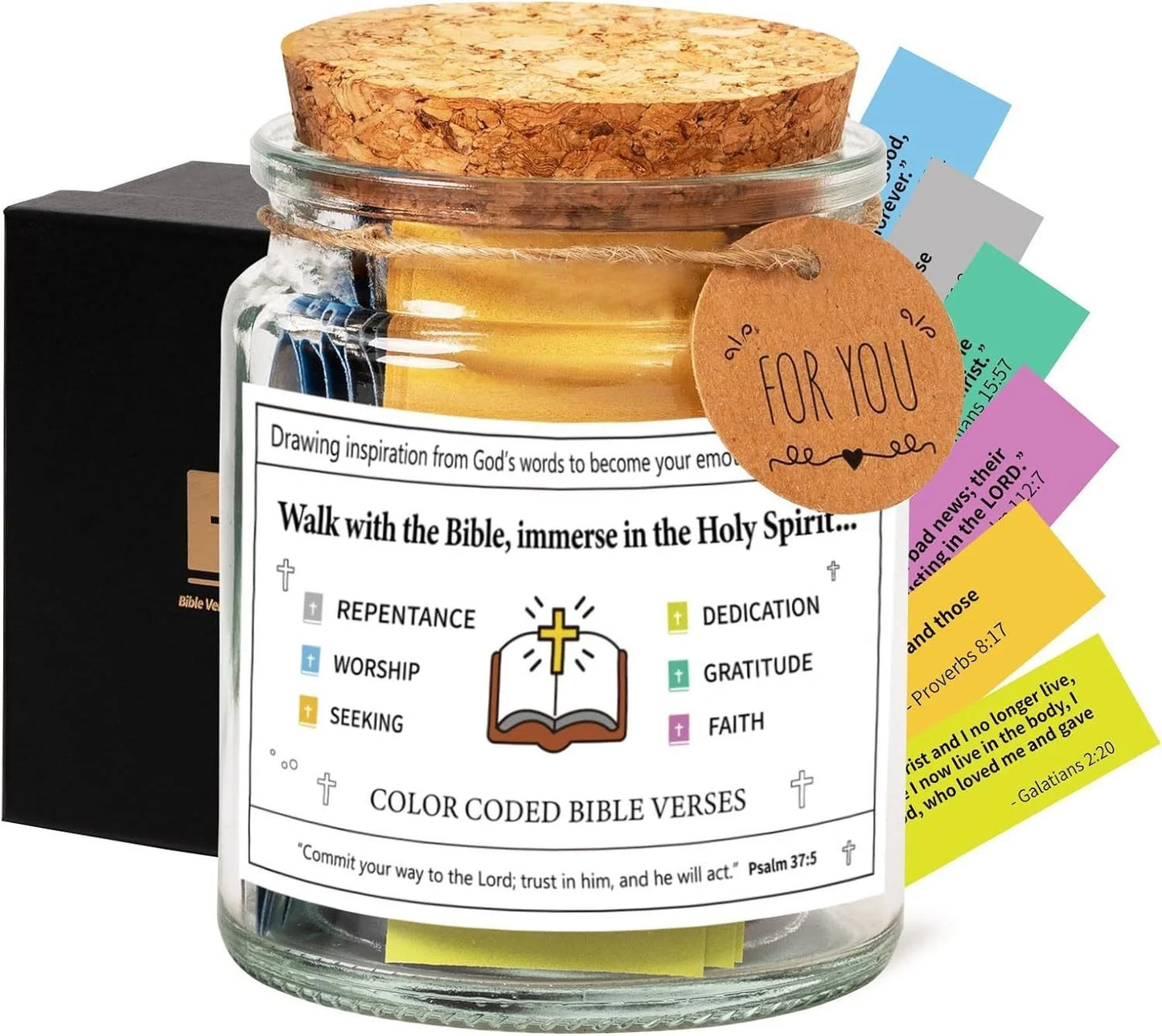 Bible Verses In A Jar with cartoon design, containing 90 verses for daily inspiration