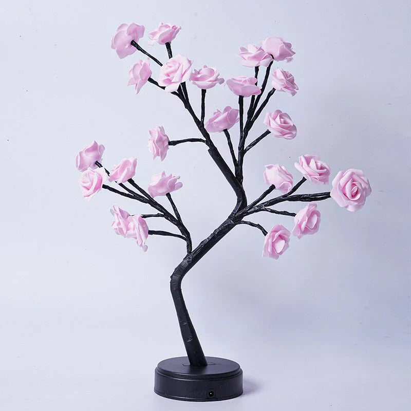 Enchanting 3D rose blossom USB desk lamp in various color options, creating a dreamy, romantic ambiance