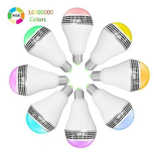 Stylish smart LED Bluetooth speaker bulb with RGB colour, designed for modern home lighting and audio needs