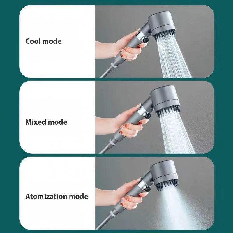 Premium 3-mode high-pressure shower head with detachable filter, made of durable ABS material for a relaxing and refreshing shower experience.