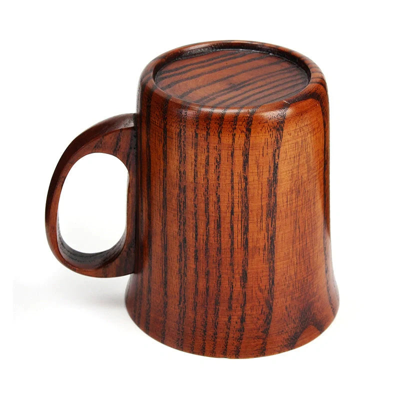 Handcrafted Jujube Wood Retro Japanese Style Mug with ergonomic handle
