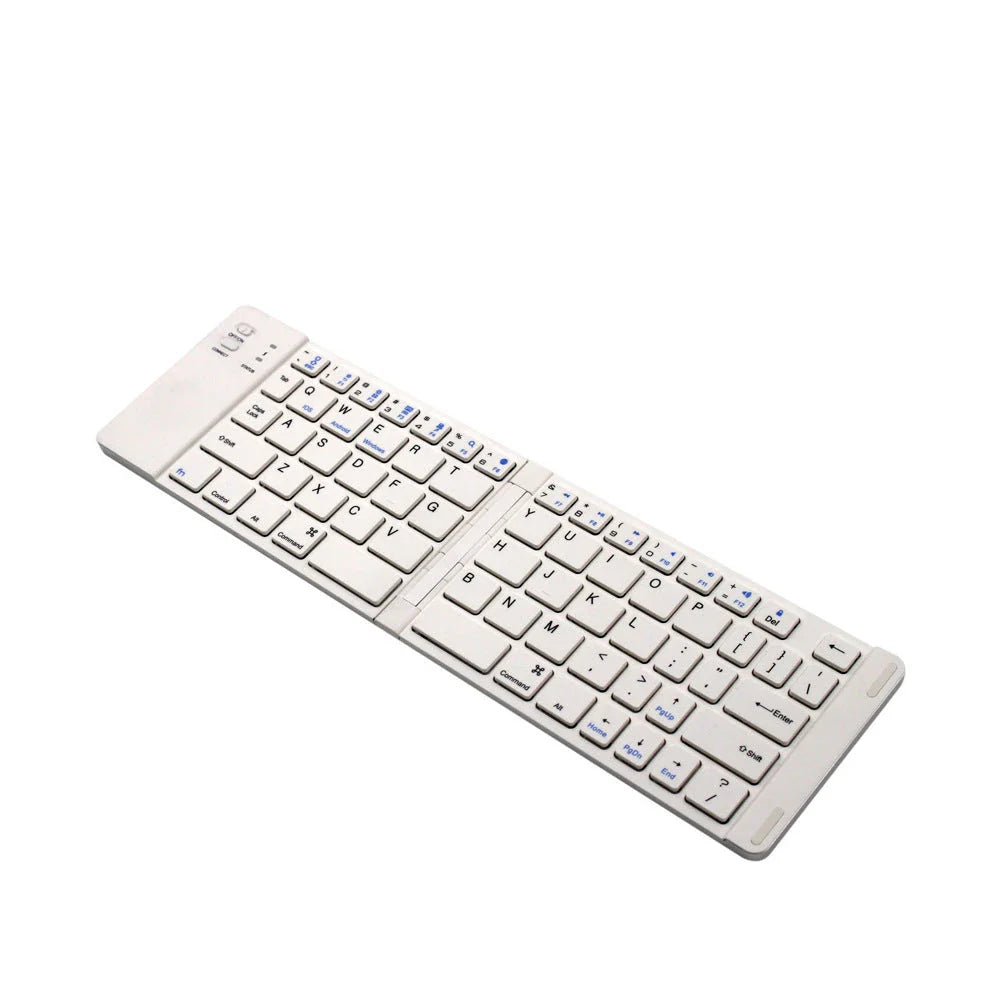 Compact and foldable Bluetooth keyboard for use with smartphones, tablets, and laptops