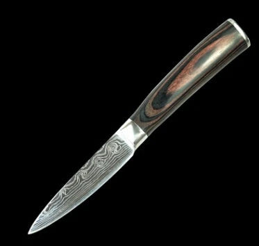 Premium 8-Piece Damascus Steel Kitchen Knife Set with Razor-Sharp Blades and Ergonomic Wooden Handles
