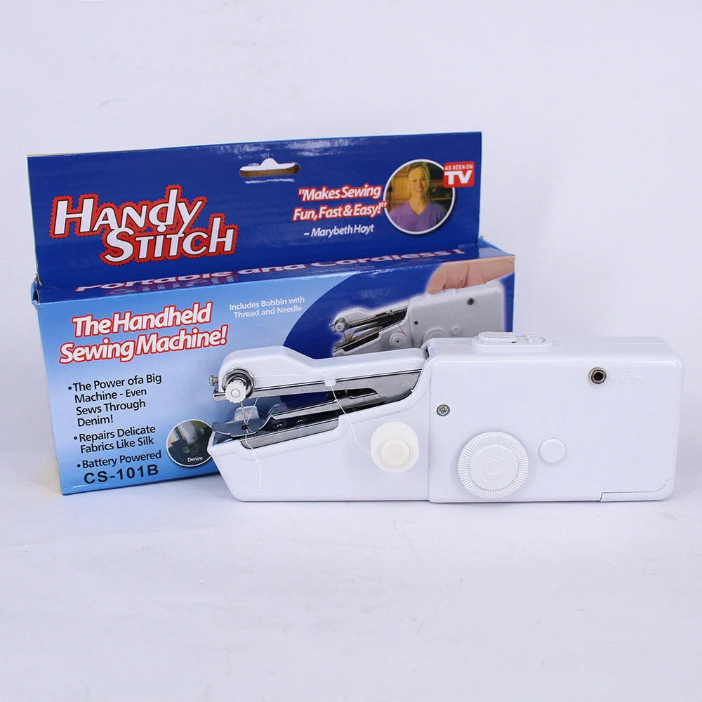 Portable mini hand sewing machine in various colors with compact design for easy sewing on the go