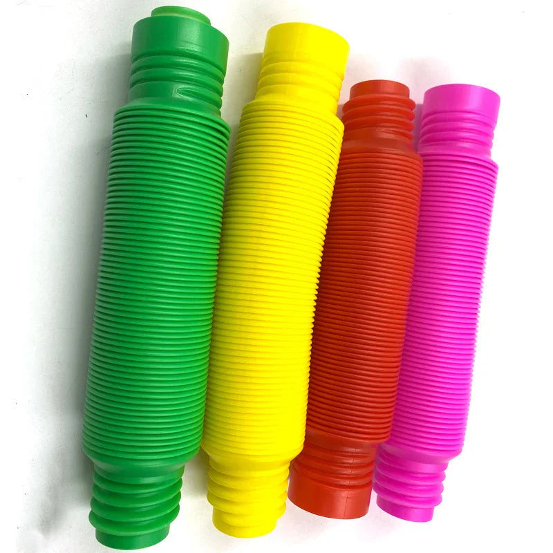 Colorful, flexible sensory tube toy for children's creative play, motor skill development, and tactile stimulation