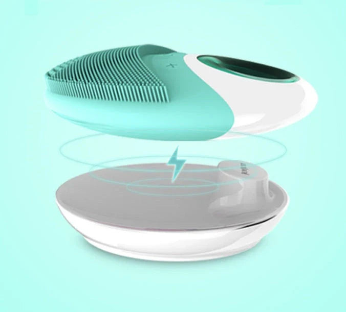Luxurious electric face cleansing brush with wireless charging, silicone bristles, and advanced sonic technology for deep, thorough cleansing