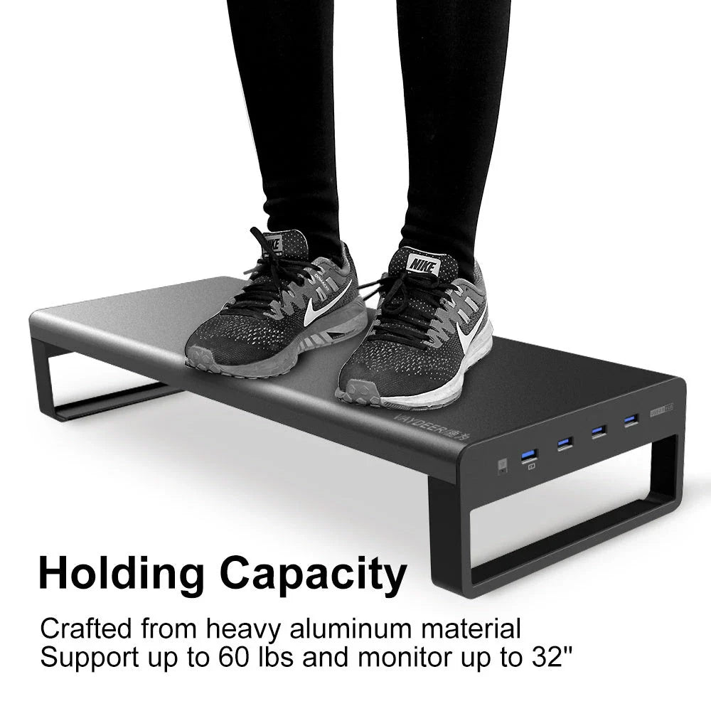 Compact USB 3.0 keyboard storage rack made of premium aluminium alloy with four high-speed USB ports for charging and data transfer