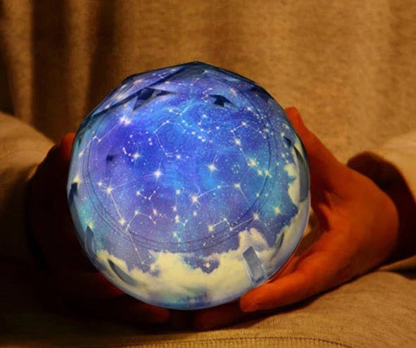 Galaxy Projector Lamp with different lighting themes and settings, including stars, planets, and constellations