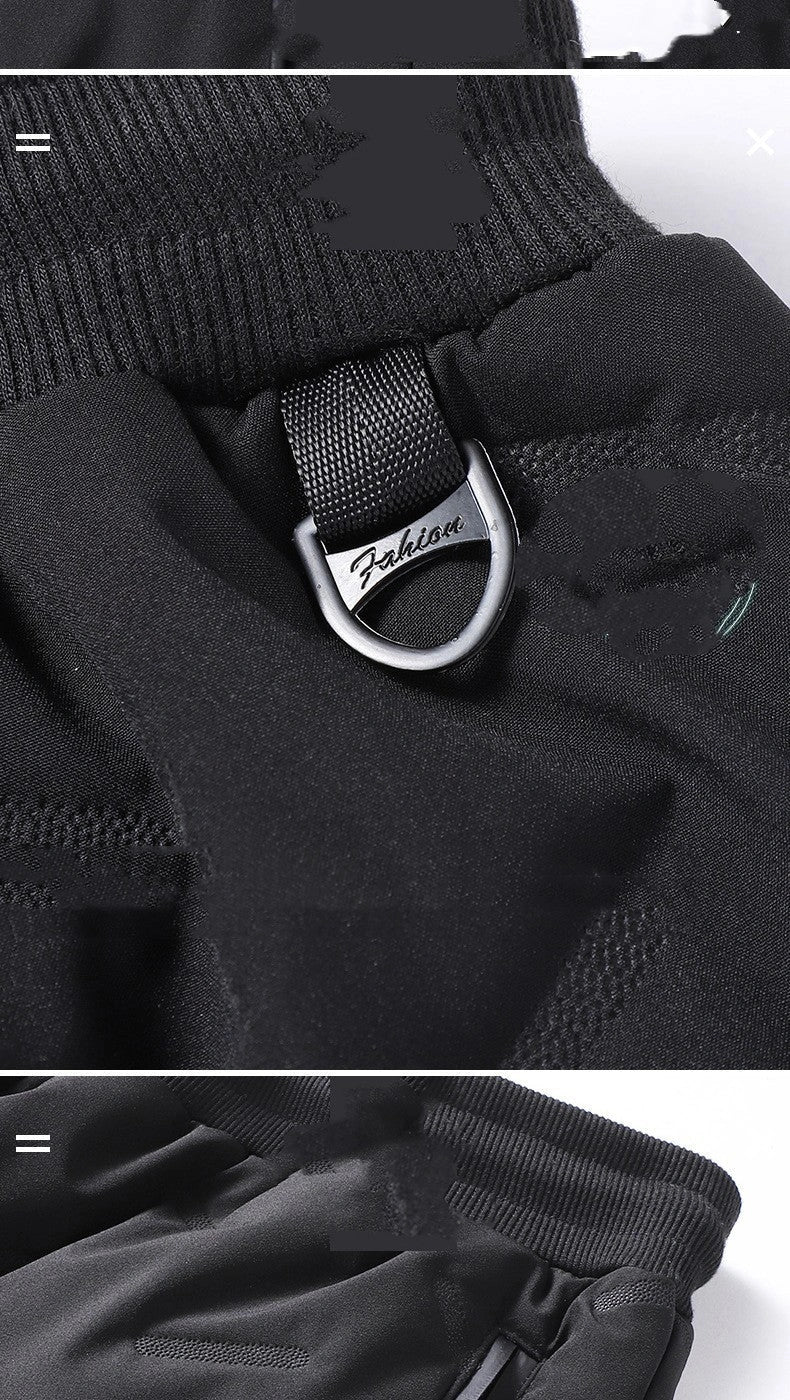 Men's padded cotton trousers with cashmere lining in black and grey