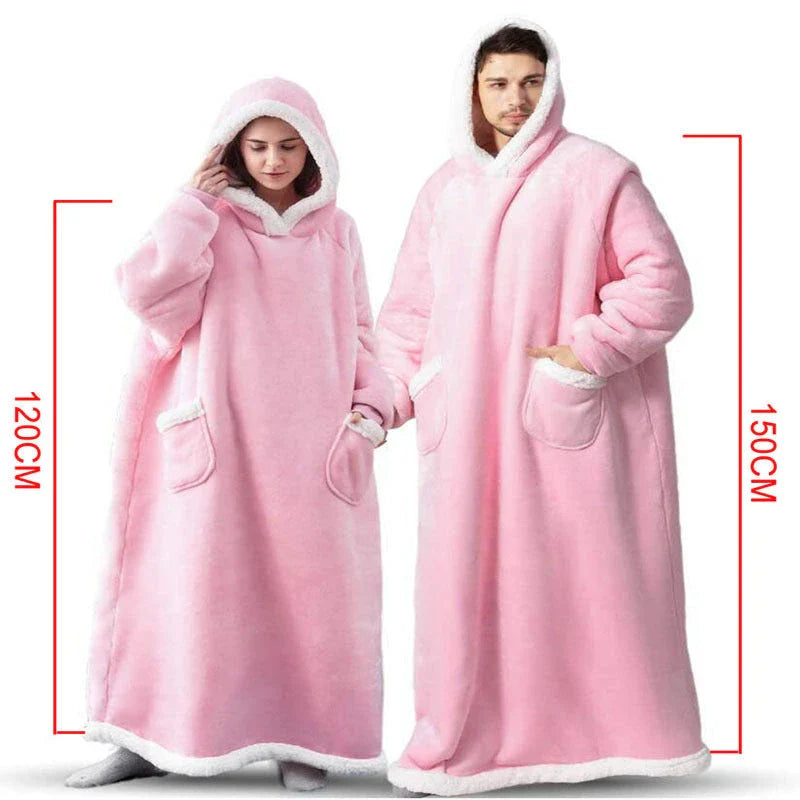 Comfy oversized TV hoodie blanket in various stylish colors, perfect for cozy movie nights and relaxation at home.