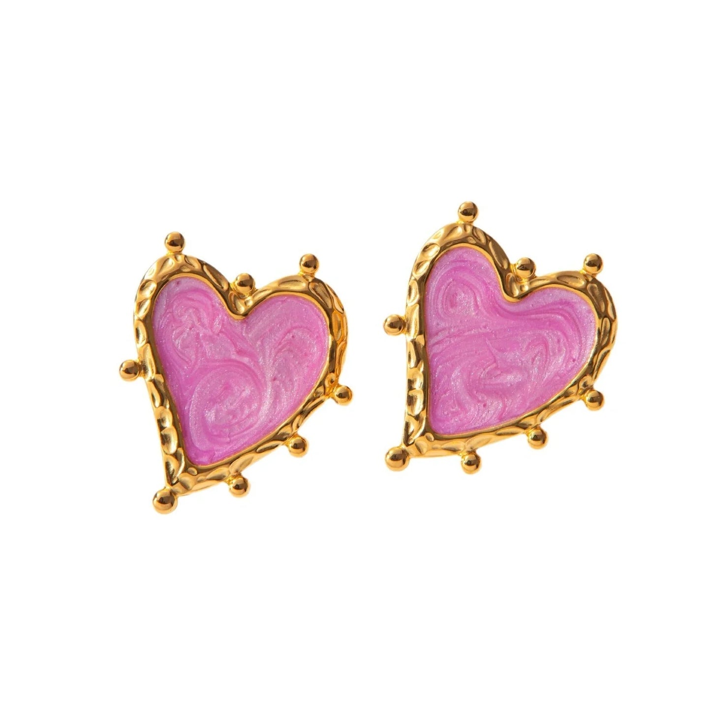 Elegant stainless steel heart-shaped earrings in a range of captivating colours, perfect for adding a touch of romantic flair to any outfit.