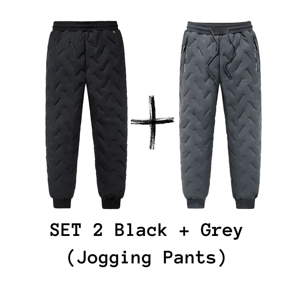Men's winter velvet fleece jogging pants with zip pocket